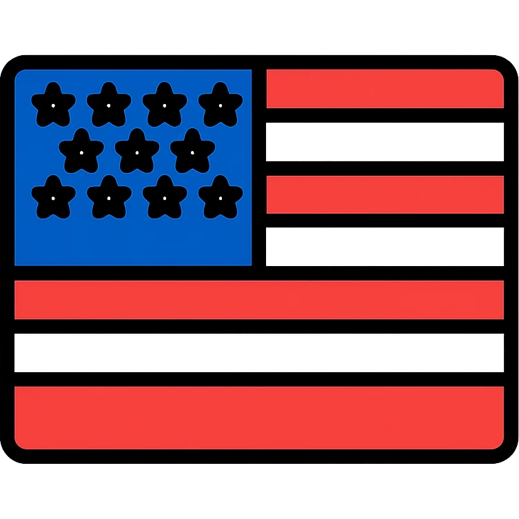 United States flag, modern minimalistic icon style, stripes and blue field with stars emoji