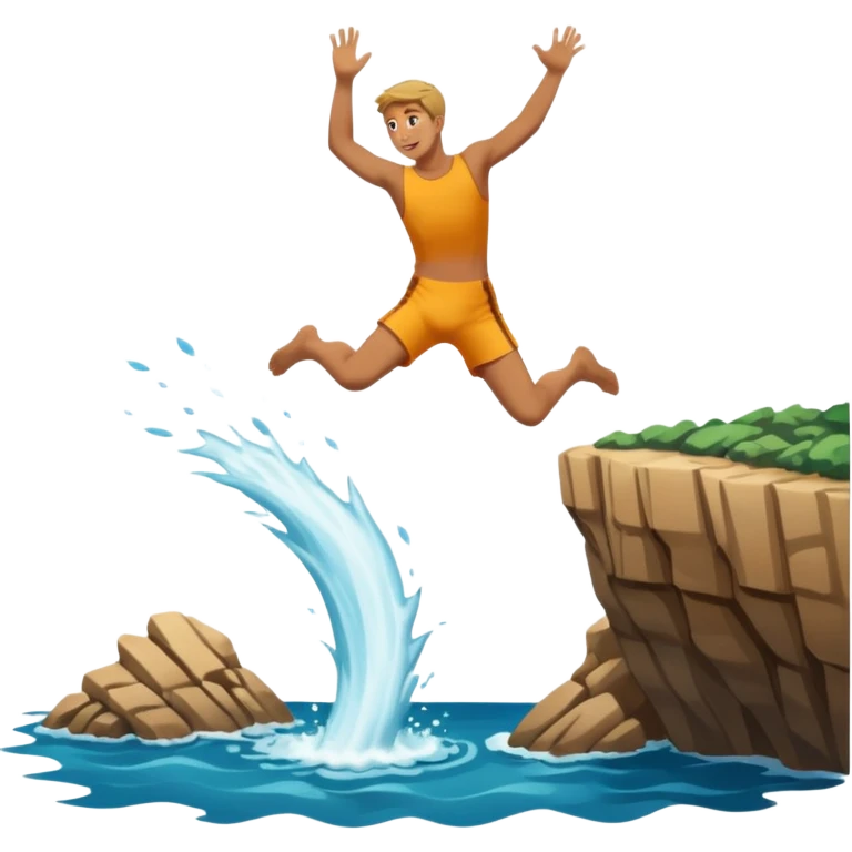 person jumping off a cliff into the ocean emoji