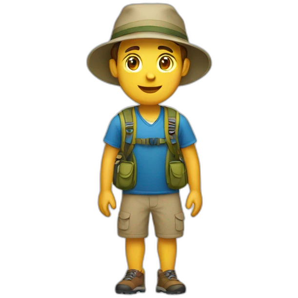 a tourist in hiking clothes emoji
