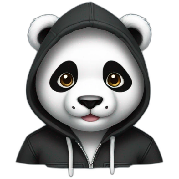 panda wearing bkack hoodie and jeans and black shoes emoji