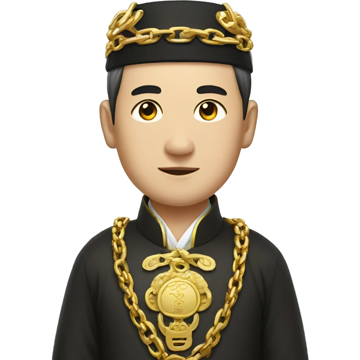 rich chinese man with gold chain in national dress emoji