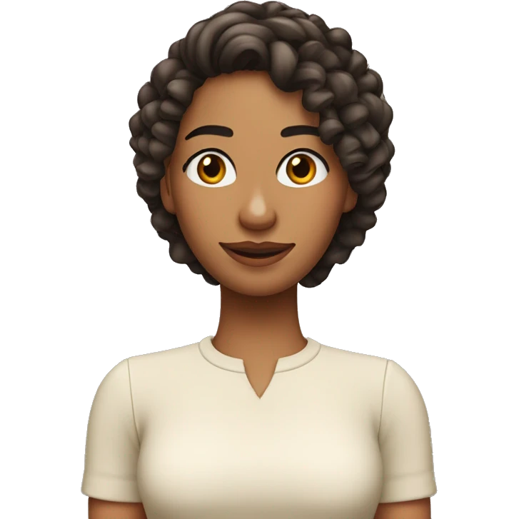 Chica de cabello rizado piel canela y espejuelos  emoji