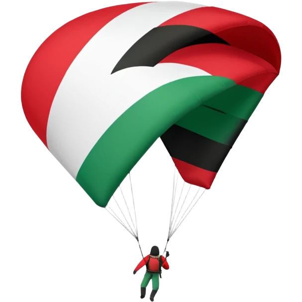 a palestinian flag with a paraglider, respect scrupulously the correct shapes and colours of the flag, try again emoji