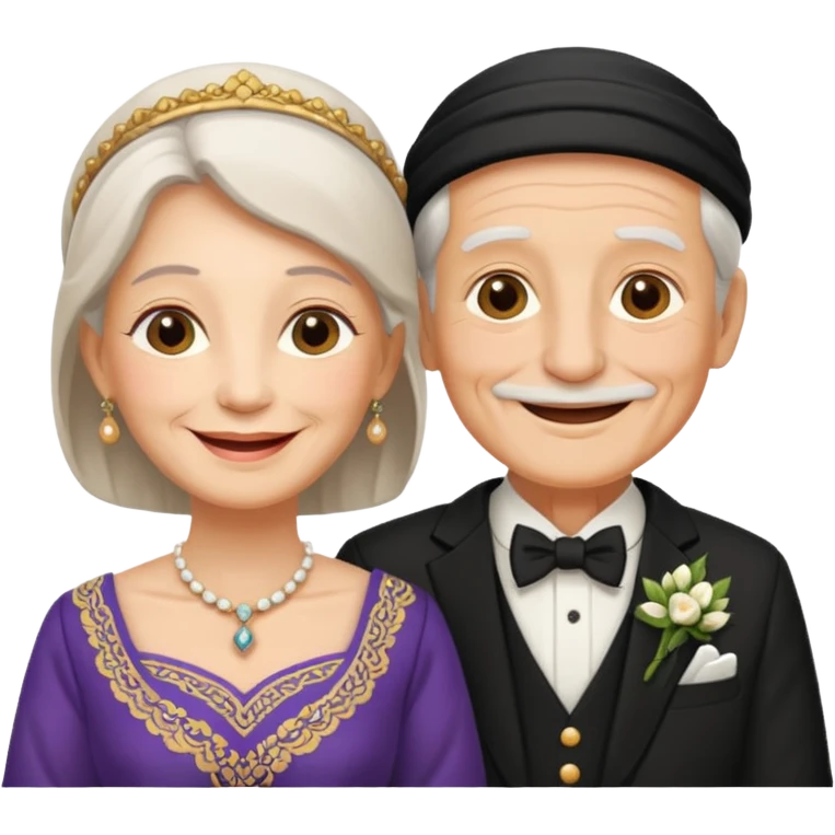 old couple in wedding day emoji