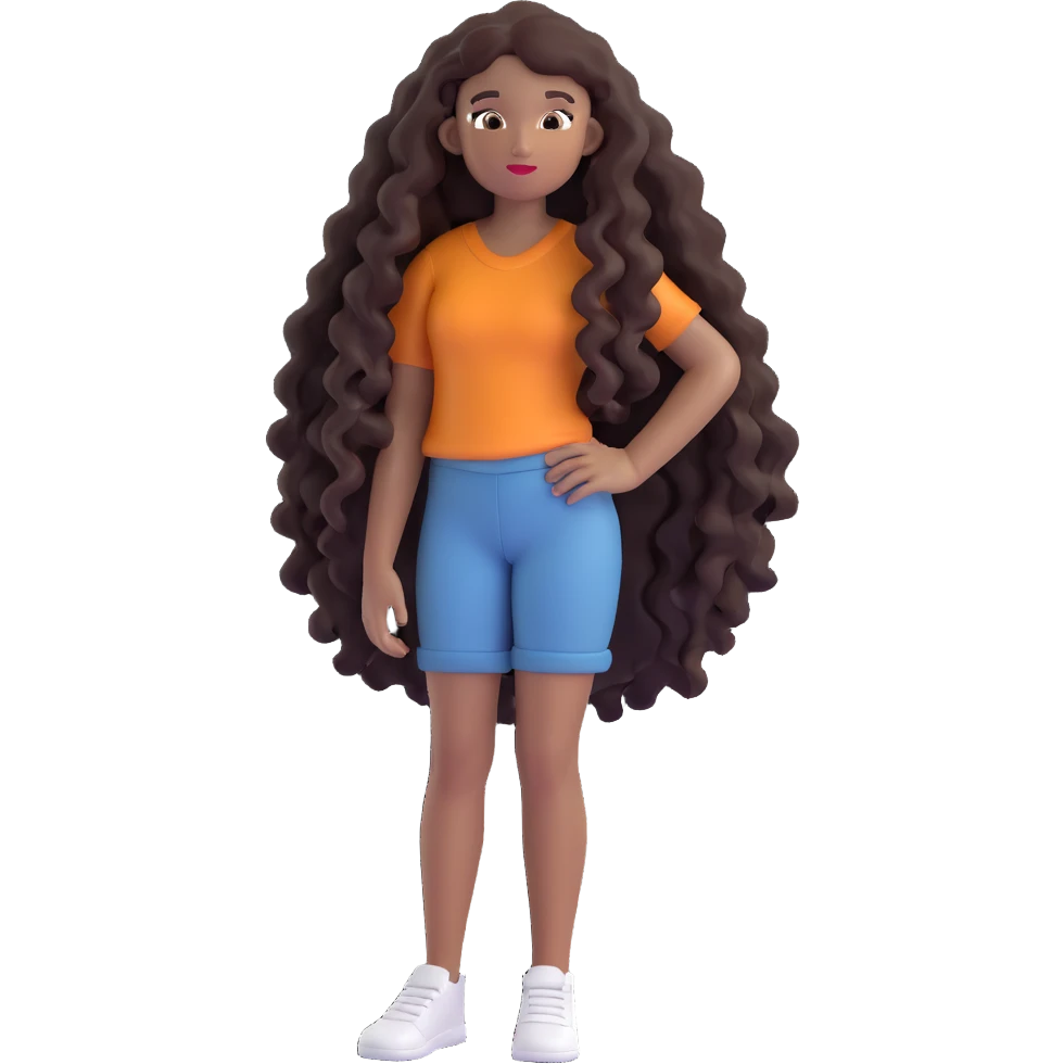 pretty black girl with long curly hair emoji