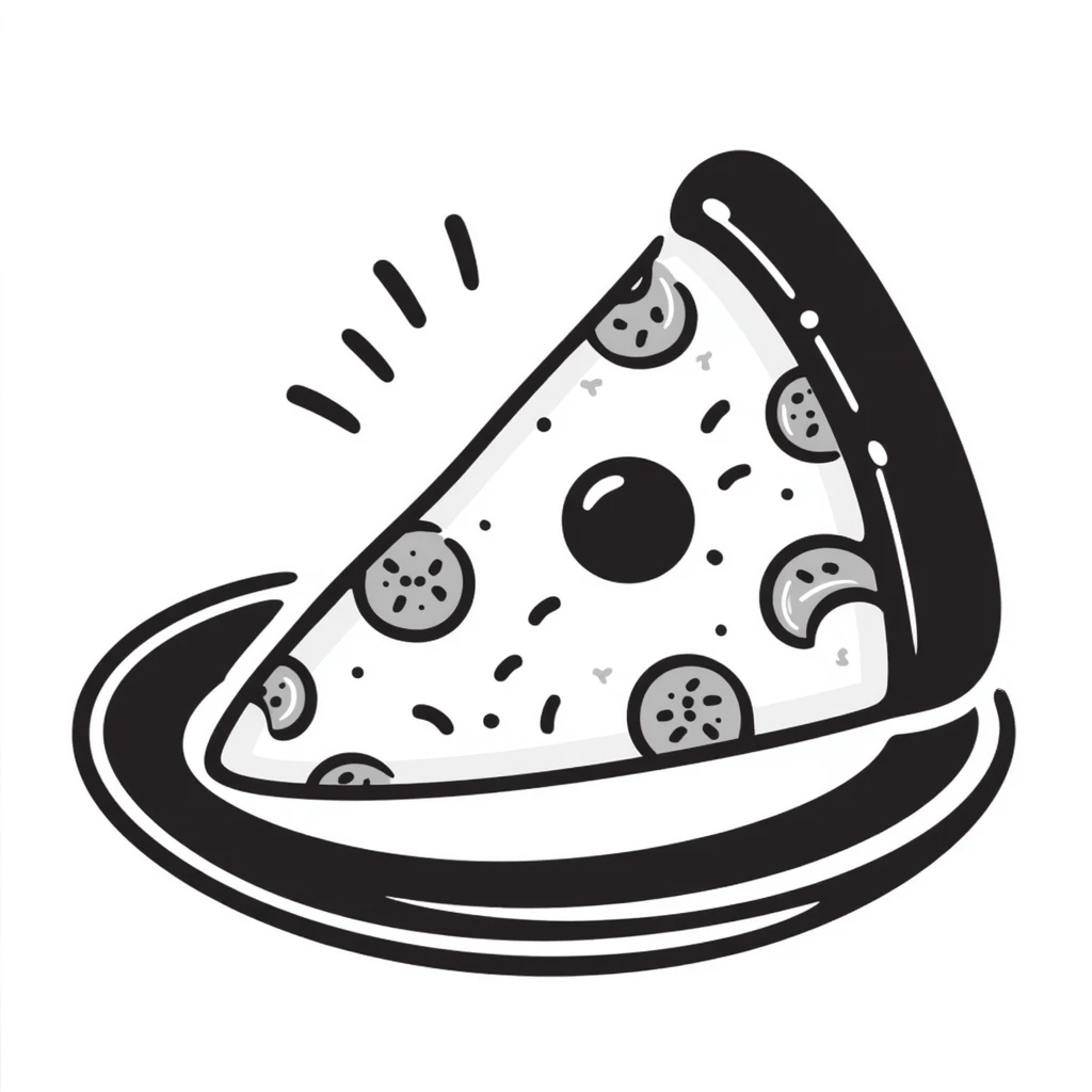 hand drawn doodle style pizza slice emoji