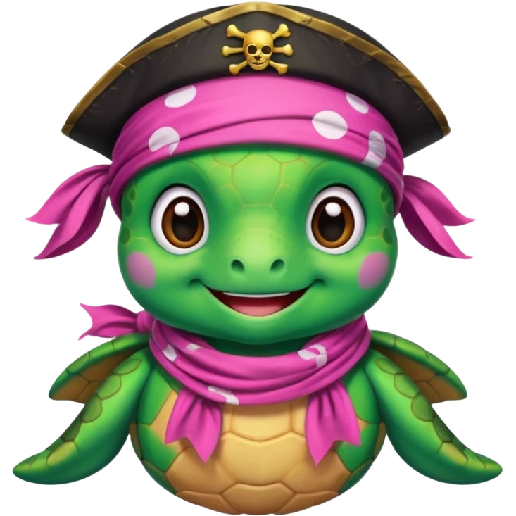 cute sea turtle wearing a pink pirate scarf emoji