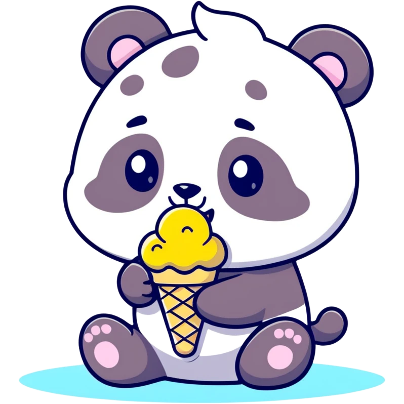 Panda eating ice cream emoji