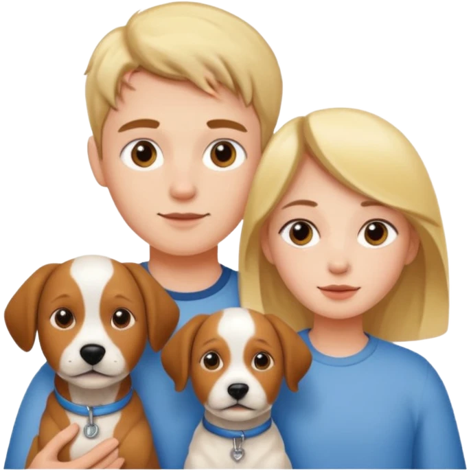 Girl and boy with a dog emoji