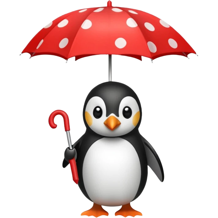 Penguin with red polka-dot umbrella emoji