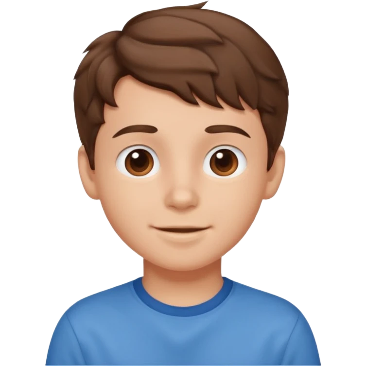 cute boy happy with heart eyes wavy short brown hair blue shirt emoji