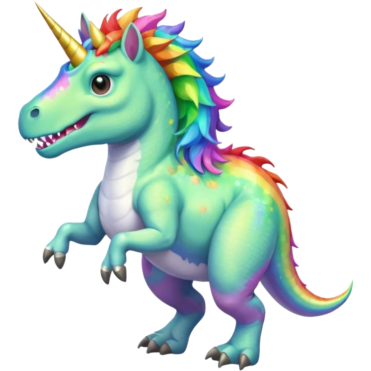 Unicorn riding a T. rex emoji
