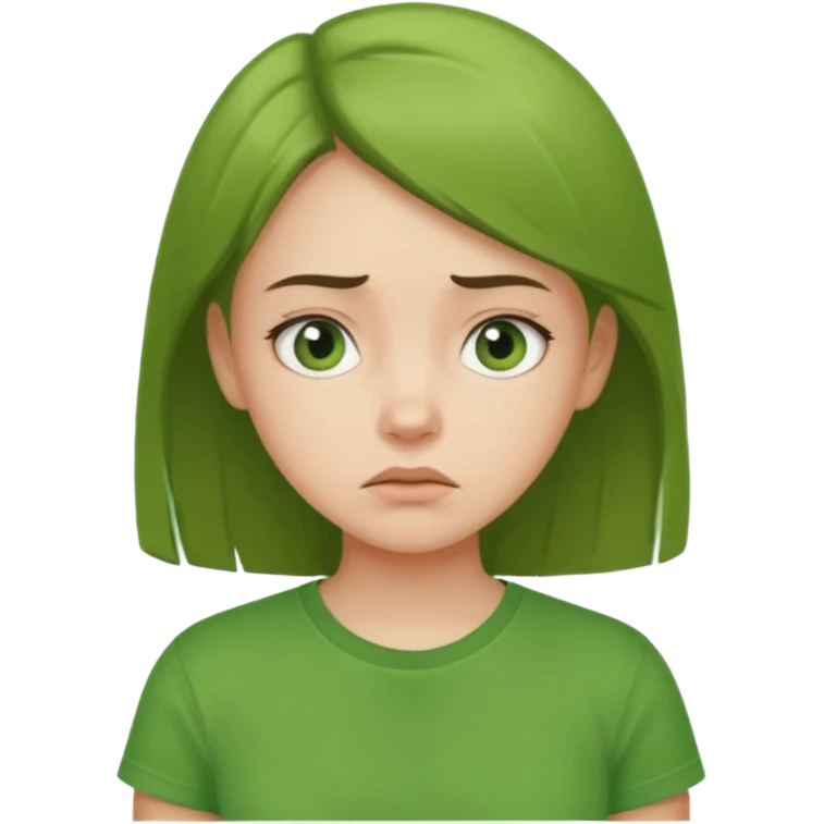 concerned girl in a green t-shirt emoji