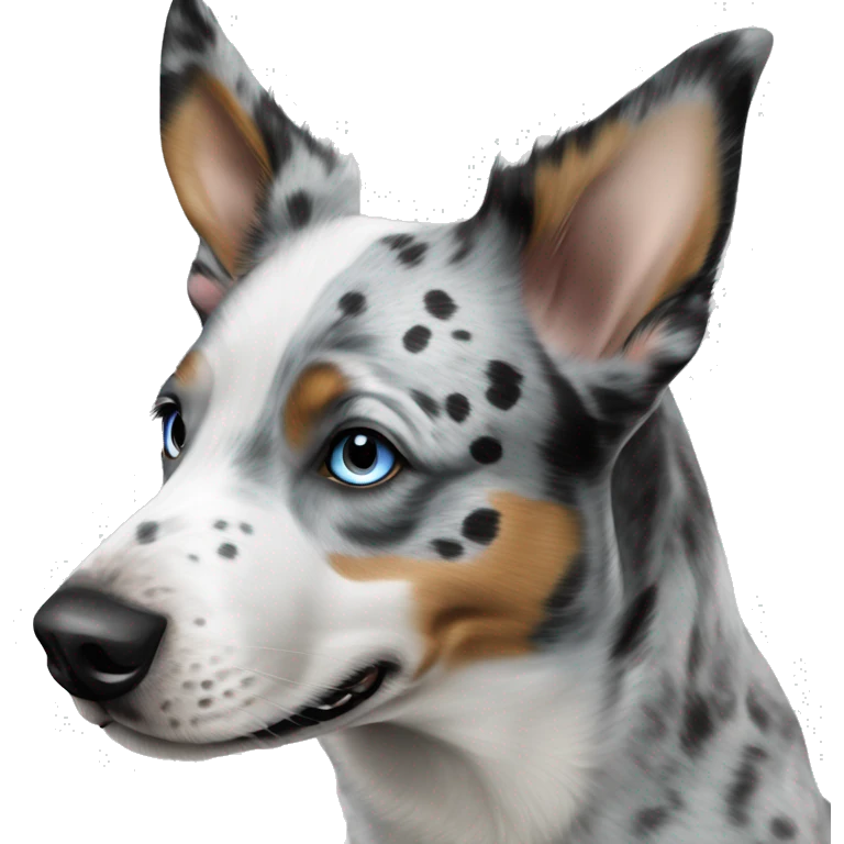 Australian cattle dog grey and white Merle with one blue eye emoji