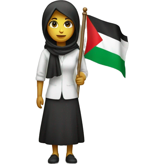 A standing woman holding palestijn flag emoji