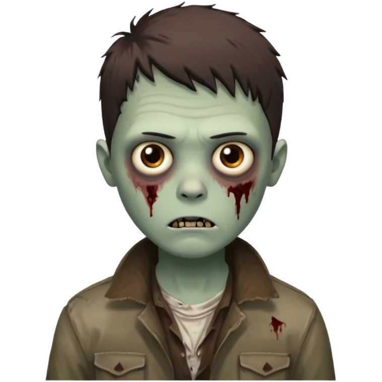 zombie white boy with dark brown edgar haircut and brown eyes emoji
