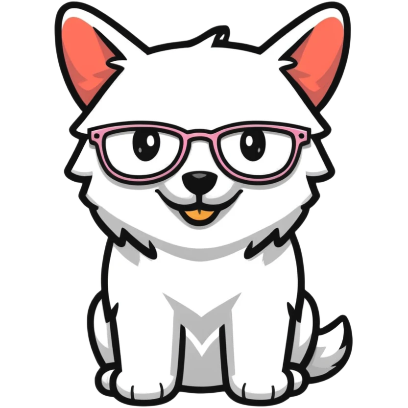 dog wearing glasses with a sweet smile emoji