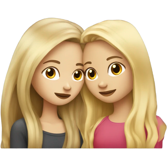 Girl with brown hair kissing girl with blonde hair emoji