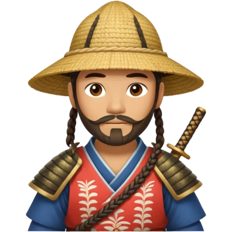 samurai with braided beard and straw hat

































 emoji