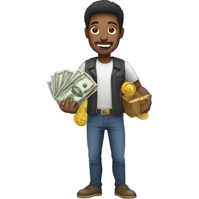  Man holding Crypto and cash emoji