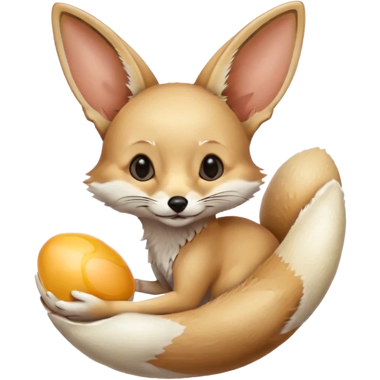 fennec carrying an unpeeled egg emoji