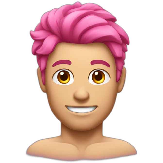 Un homme musclé avec des cheveux rose emoji