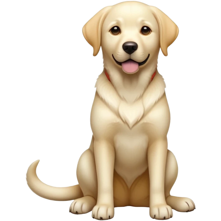 cinematic-[Labrador retriever]-realistic-full-body-sitting-emoji,-tail-resting-loosely-beside-its-paws,-head-tilted-dramatically, -sleek-[cream]-fur,-simplified-yet-realistic-focused-features,-highly-detailed,-glowing-with-an-almost-sarcastic-glow emoji