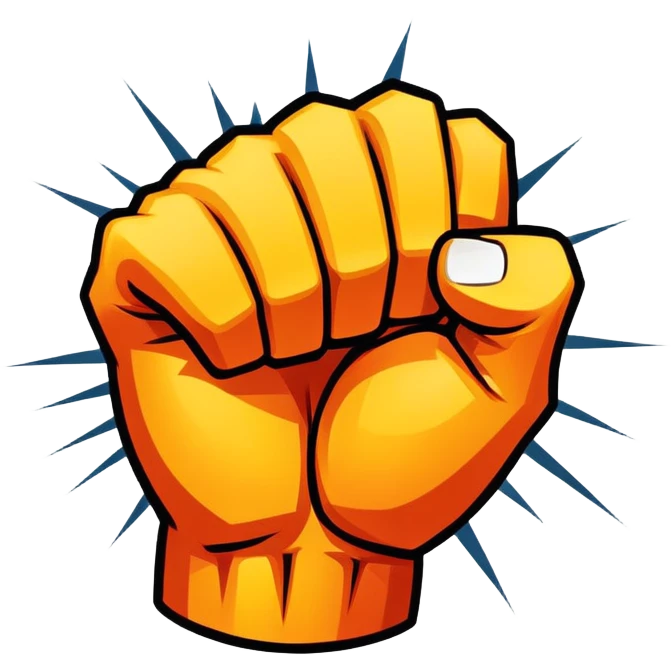 An emblem-style design symbolizing striking martial arts. The emblem features a powerful fist, representing strength and precision, surrounded by dynamic lines and motion, evoking speed and impact. Bold colors and sharp edges give the emblem an intense and energetic look emoji