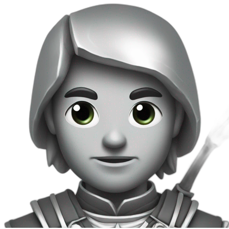 A warlike archer made of silver, looking sideways emoji