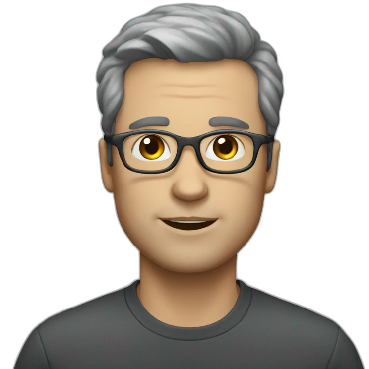 white guy with grey spectacles and dark hairs emoji