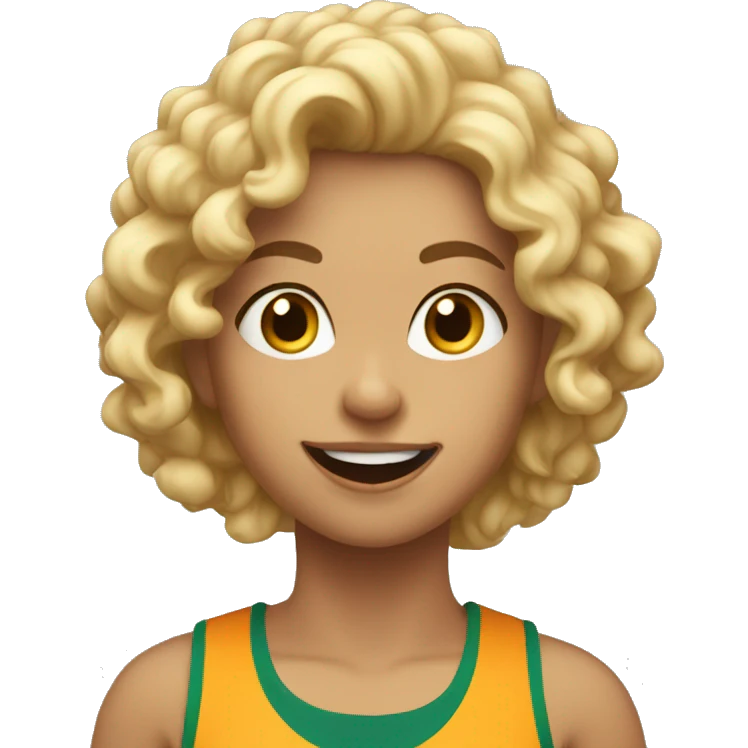 Blond Girl With Curly Hair is Running/ Jogging  emoji