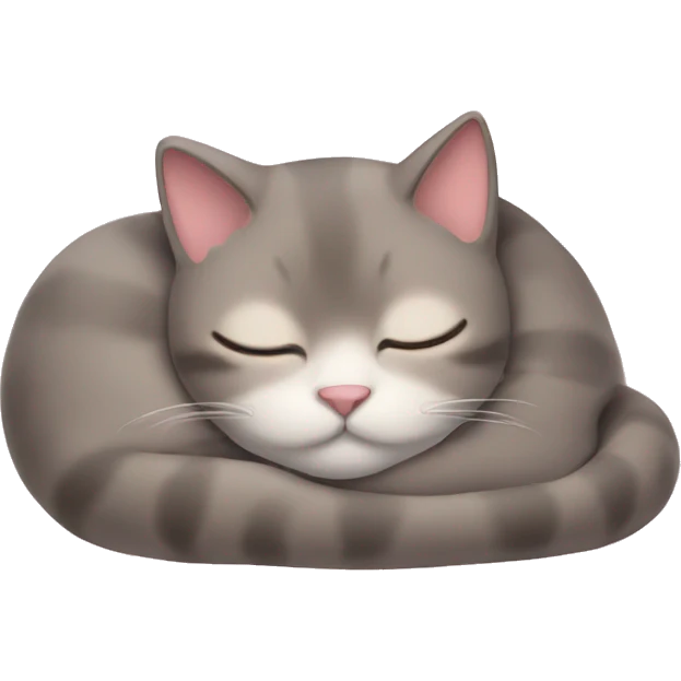 Cat sleeping with a blush on its face emoji