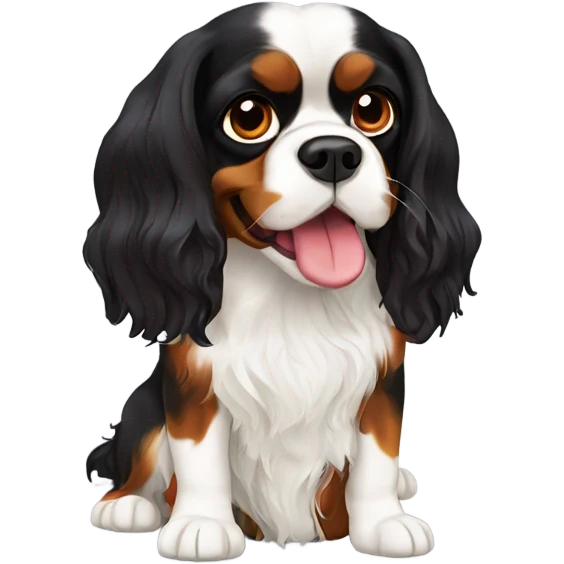 tri colored king charles spaniel wanting a treat  emoji