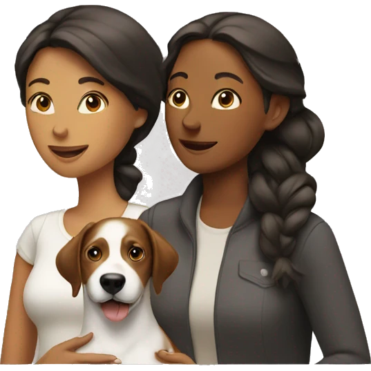 two women with a dog emoji