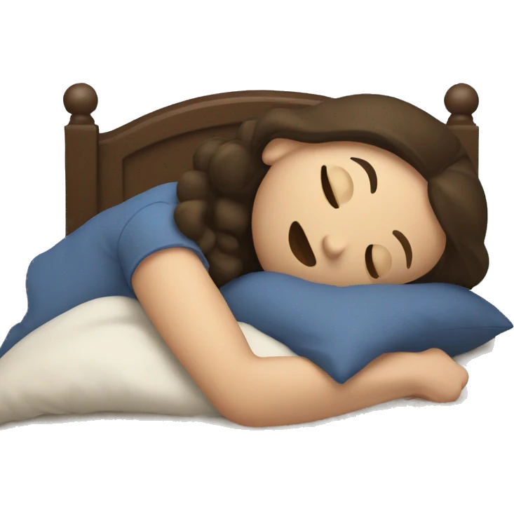 The brunette is sleeping in the bed emoji