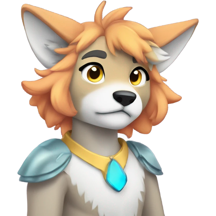 Colorful Shiny Fionbri-Falvie-sparkle-wolf-sona full body flat color emoji