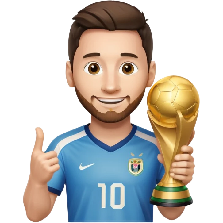 Messi holding the world cup trophy emoji