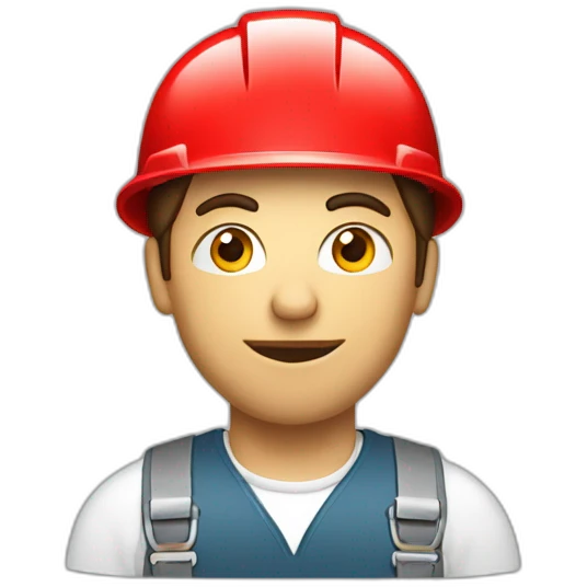 industrial professional mechanical fitter working with a red helmet emoji