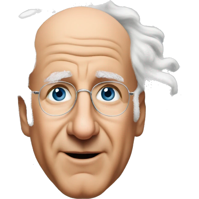 Larry David from Curb your Enthusiasm looking like a Christmas Angel emoji