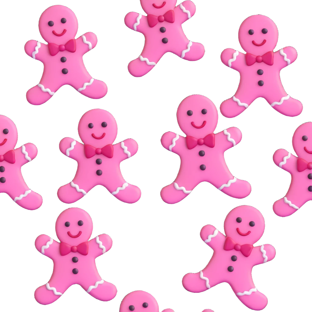 pink gingerbread man with candy buttons emoji