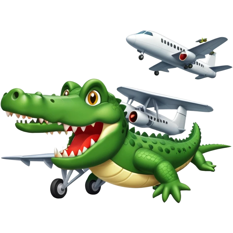 crea un cocodrilo en un avion con bombas emoji