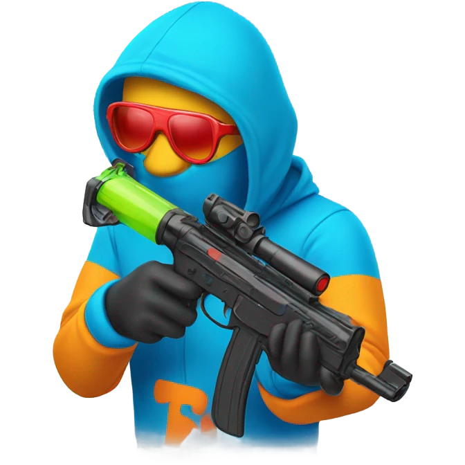 guy wearing ski mask holding water gun emoji