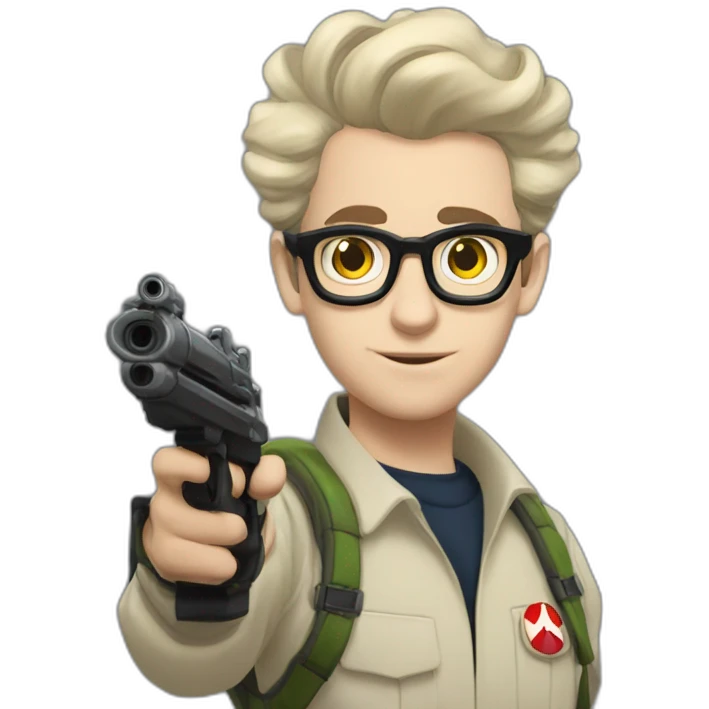 Egon Spangler ghostbusters young shooting a ghost emoji
