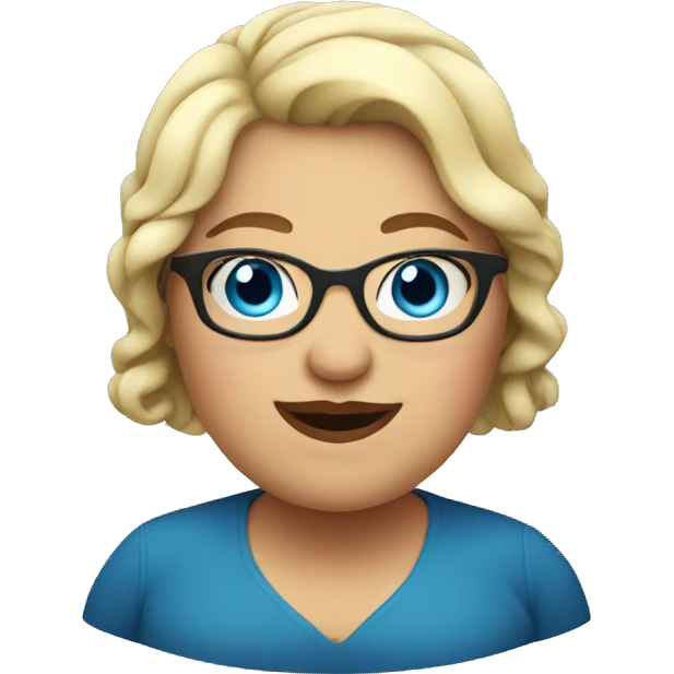 fat woman happy blue eyes glasses emoji