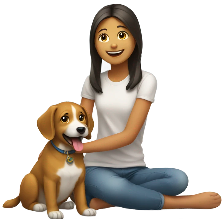 smiling girl with dog emoji