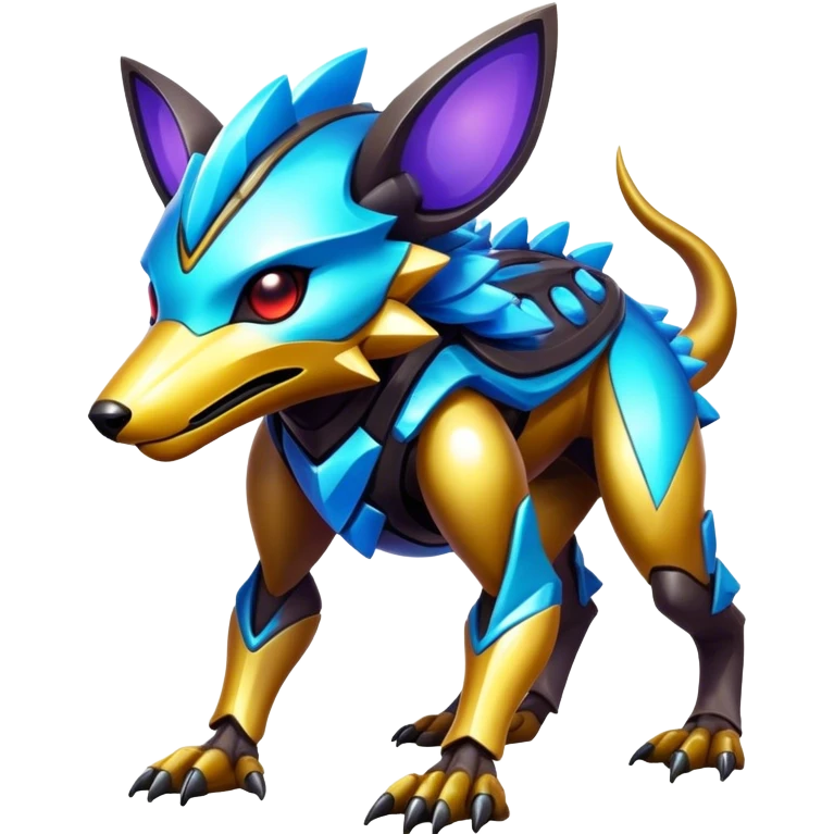 Shiny Epic Edgy Cool Colorful Vibrant Modern Vernid-Protogen-creature-animal, full body  emoji