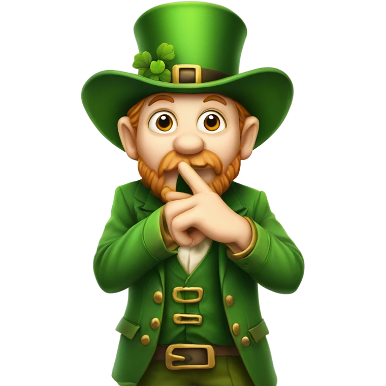 Leprechaun saying quiet emoji