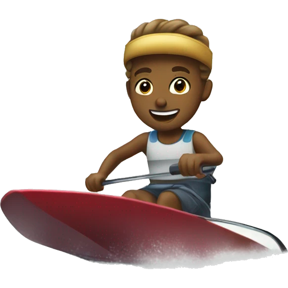 Childlike cartoon on water skips emoji
