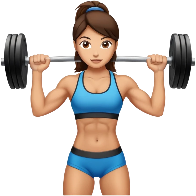 Beautiful tan brunette lifting weights emoji