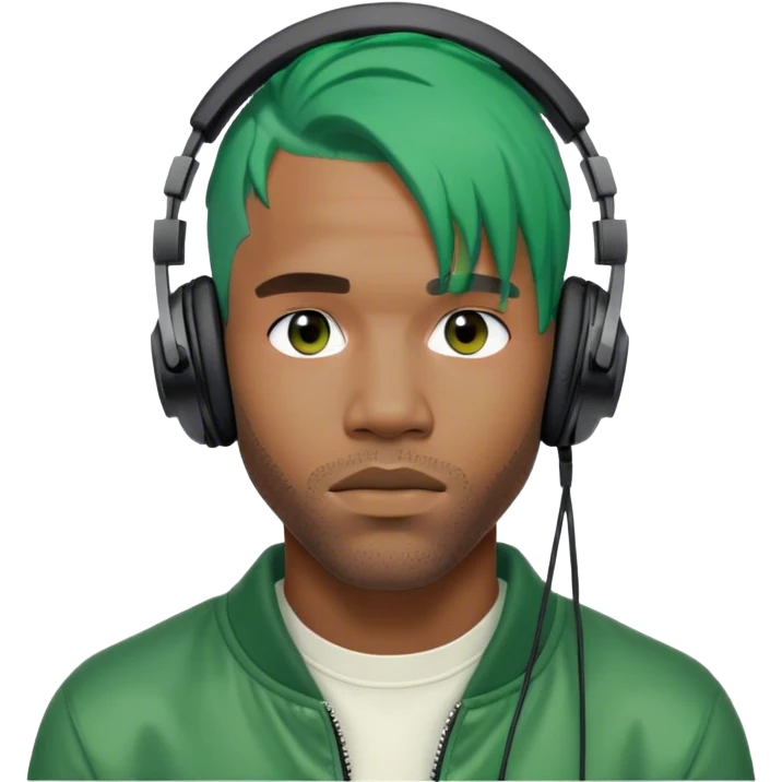 Frank Ocean, gren hair and headphones on  emoji